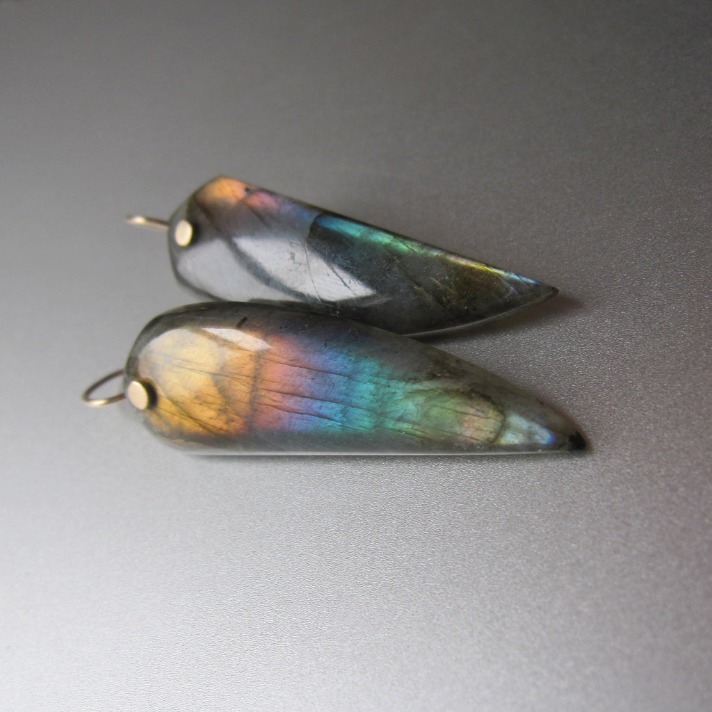 rainbow labradorite pointed drops solid 14k gold earrings5
