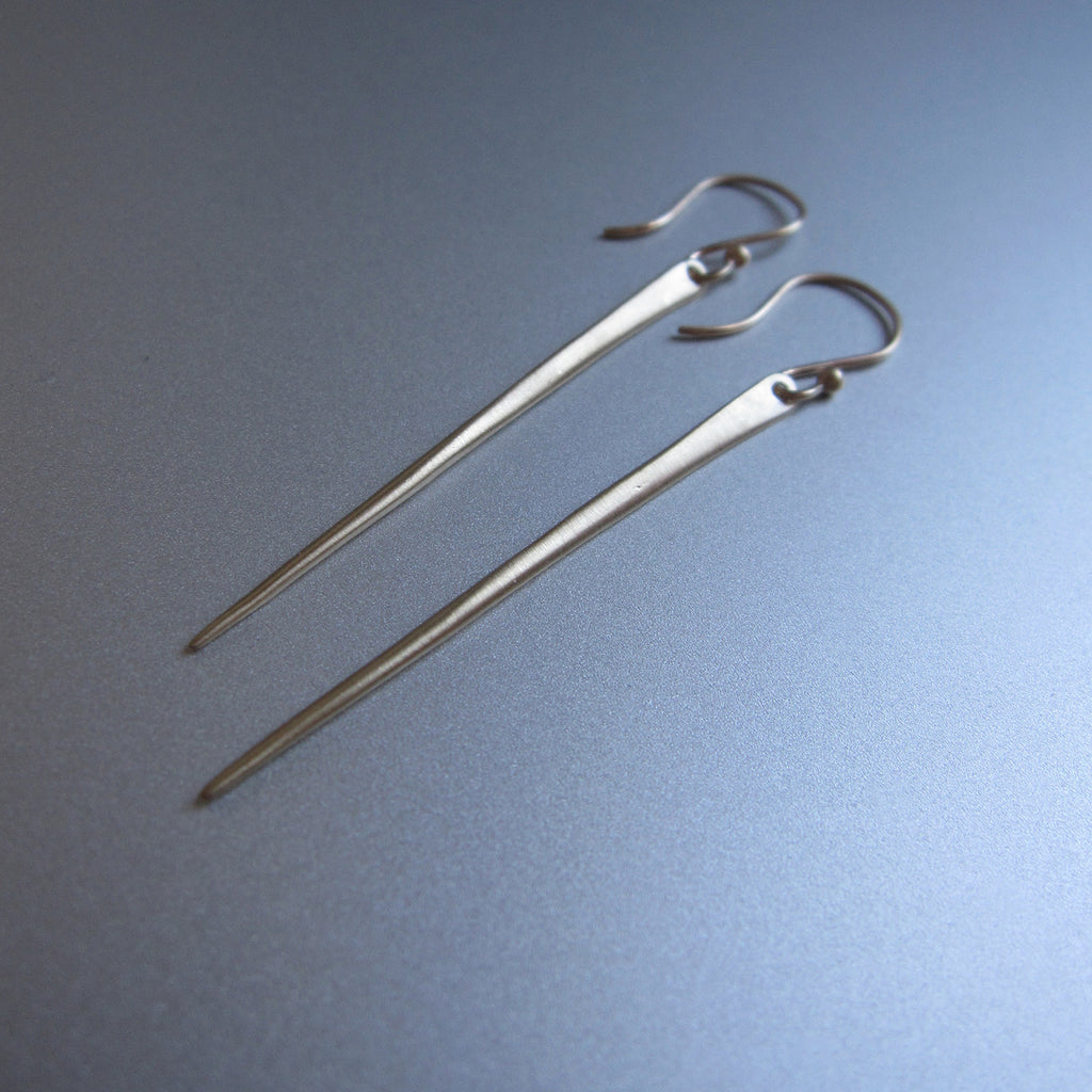 extra long 14k gold spike needle earrings5