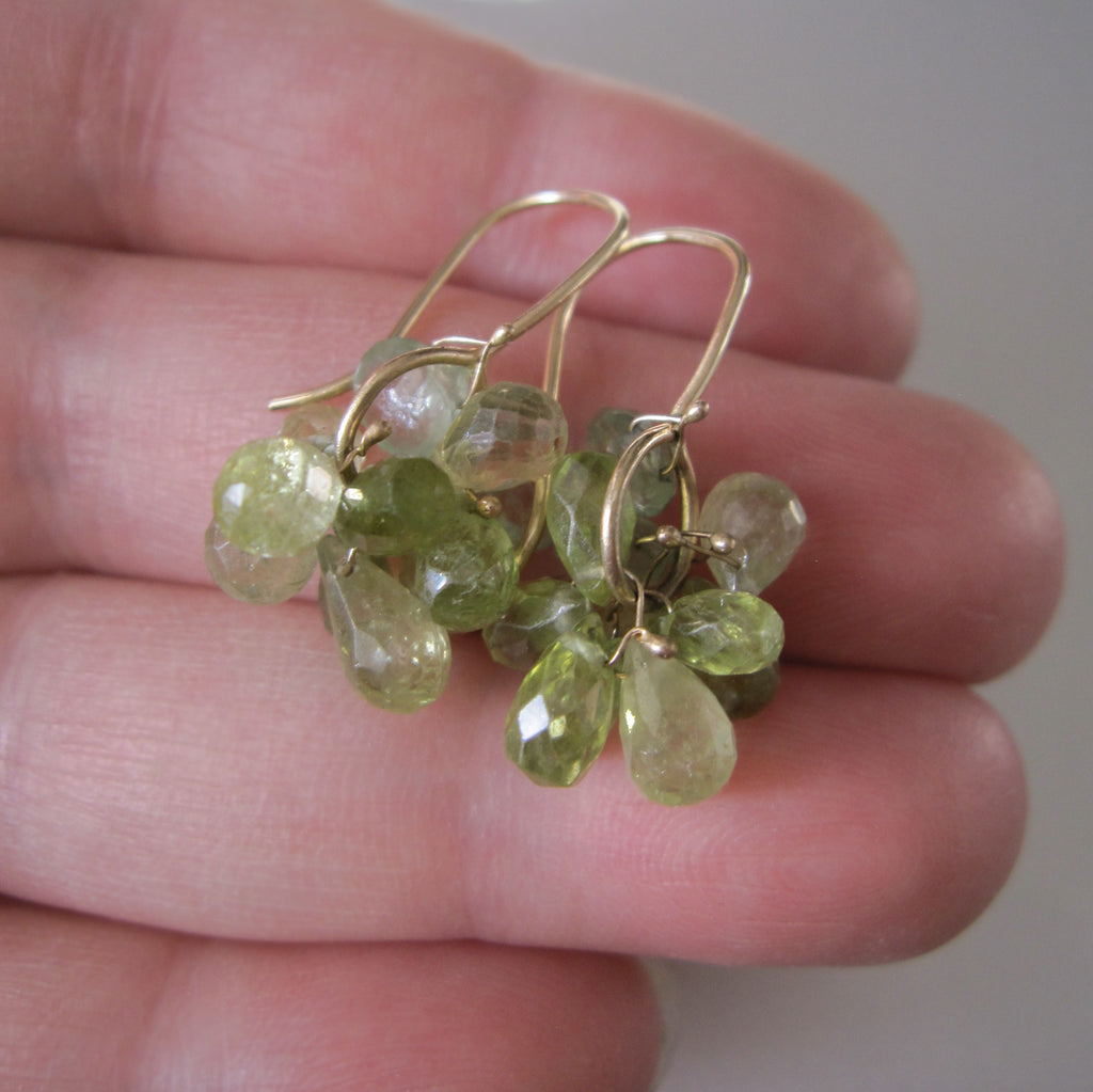 green garnet and kyanite clusters solid 14k gold earrings4