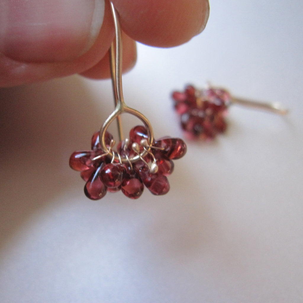 red garnet clusters solid 14k gold earrings4