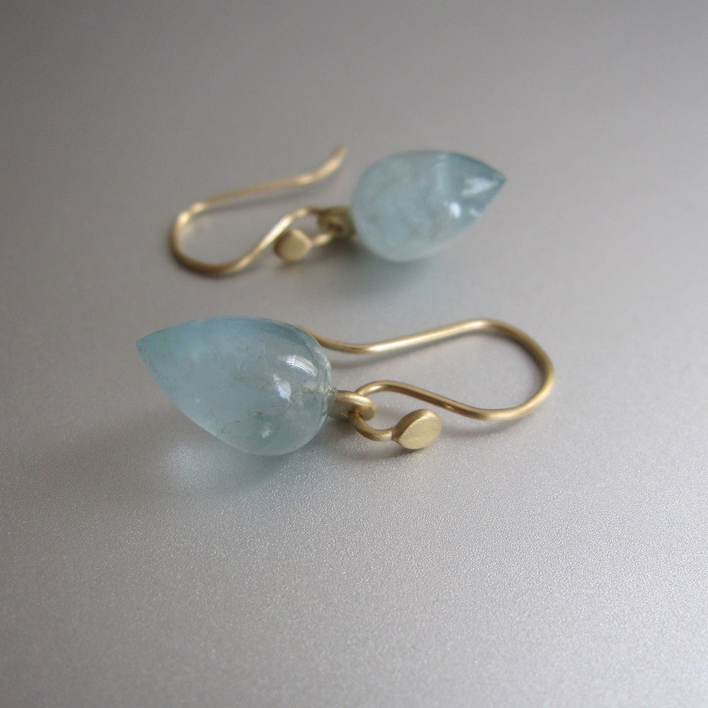 small aquamarine pointed drops solid 18k gold earrings