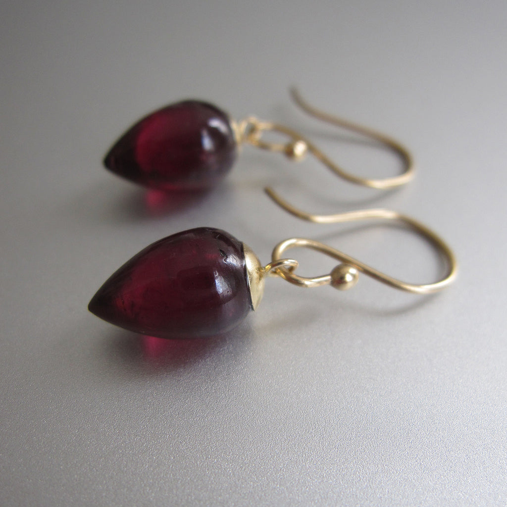 garnet small pointed drops solid 14k gold earrings2