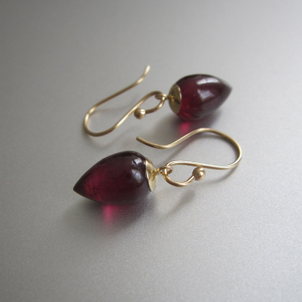 garnet small pointed drops solid 14k gold earrings3