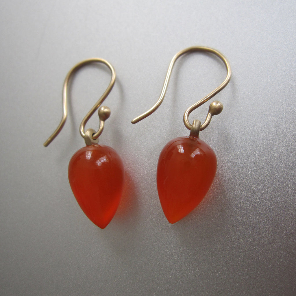 small orange carnelian pointed drops solid 14k gold earrings3