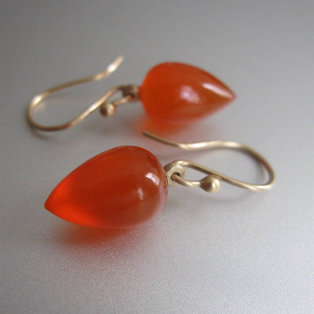 small orange carnelian pointed drops solid 14k gold earrings4