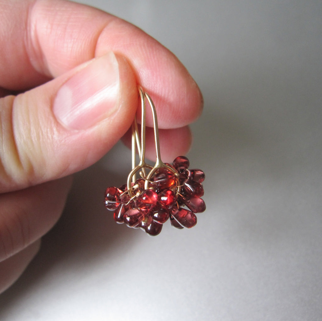 red garnet clusters solid 14k gold earrings5