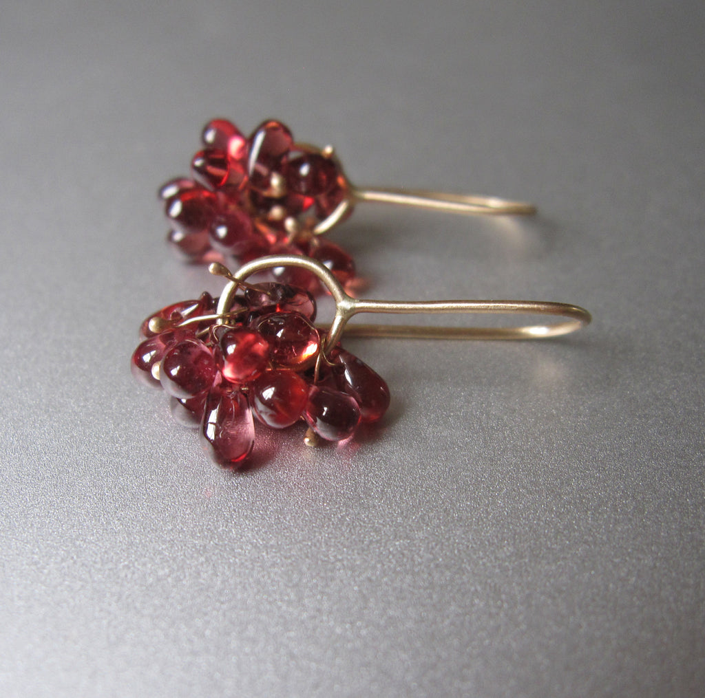 red garnet clusters solid 14k gold earrings2
