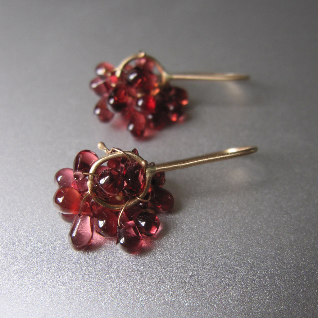 red garnet clusters solid 14k gold earrings7