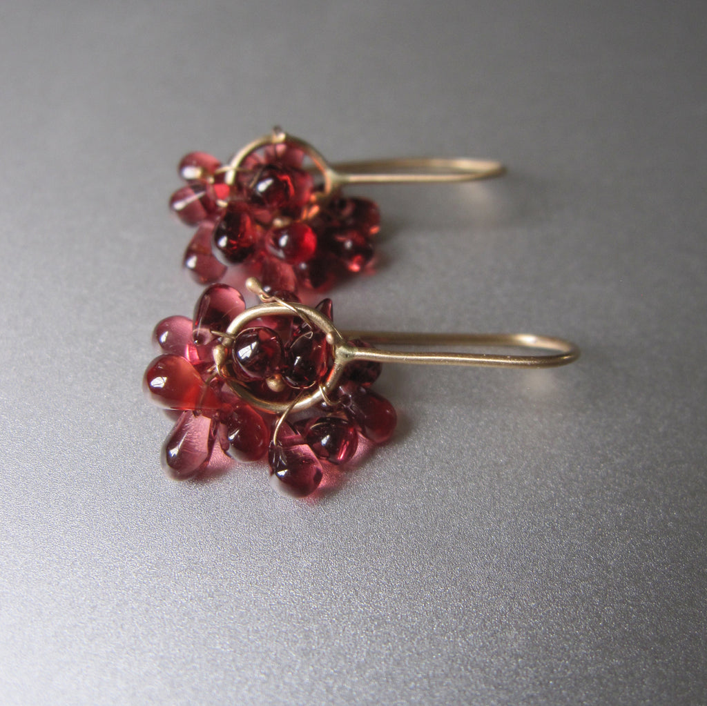 red garnet clusters solid 14k gold earrings8