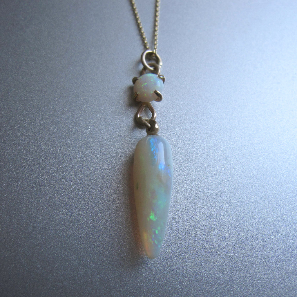 australian opal pointed drop solid 14k gold necklace6
