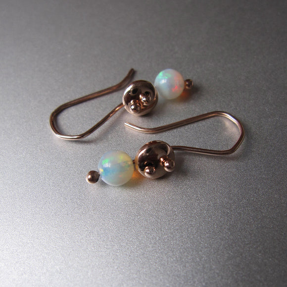 solid rose gold lentil earrings with opal beads