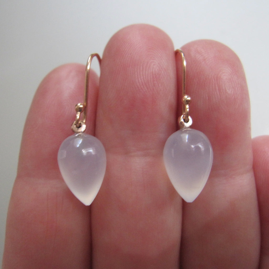 light blue chalcedony pointed drops solid 14k rose gold earrings2