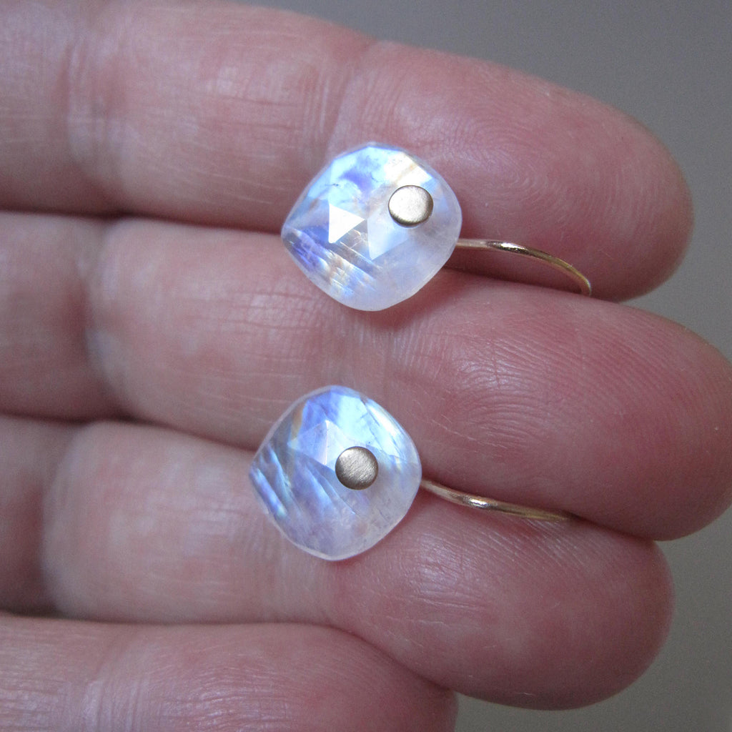 rainbow moontone rose cut diamond cushions solid 14k gold earrings3