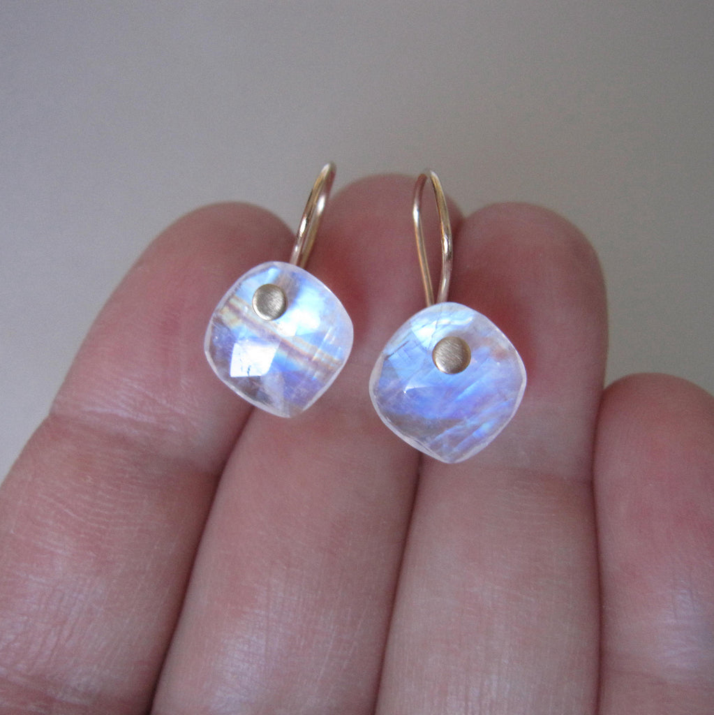 rainbow moontone rose cut diamond cushions solid 14k gold earrings5