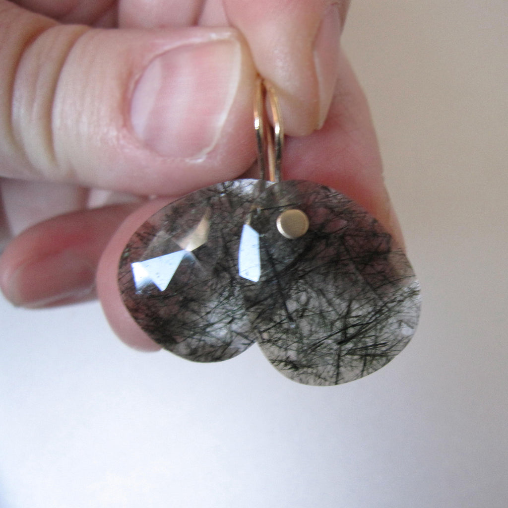green rutilated quartz rose cut drops solid 14k gold earrings5
