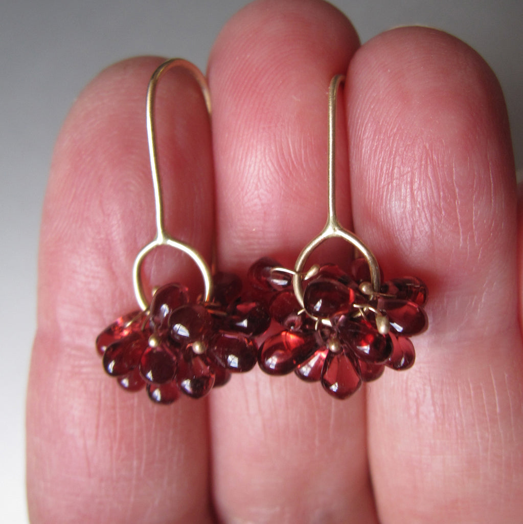 red garnet clusters solid 14k gold earrings9