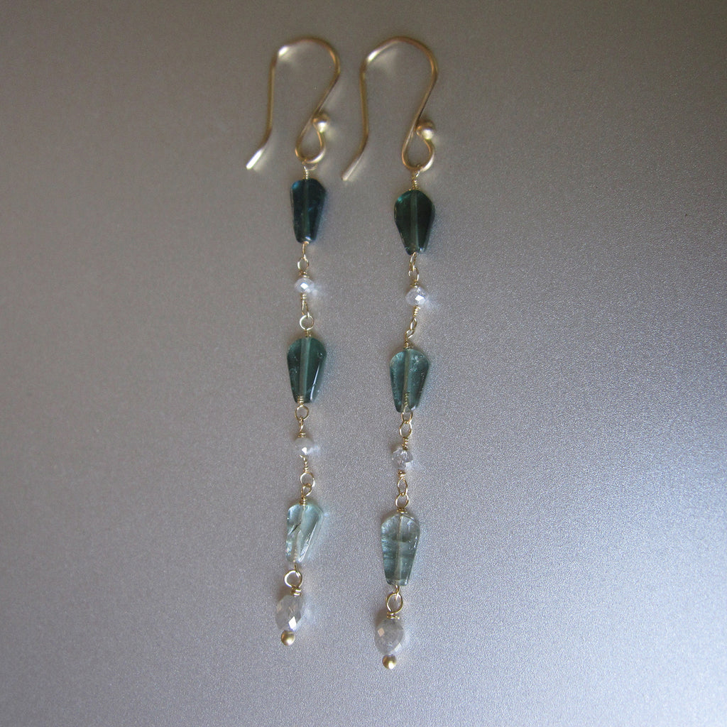 green tourmaline and diamond bead long swinging solid 18k gold earrings4