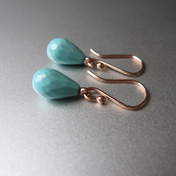 small turquoise drops solid 14k rose gold earrings2