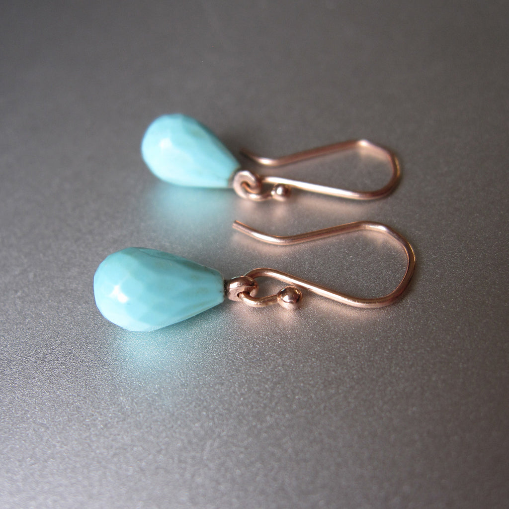 small turquoise drops solid 14k rose gold earrings2