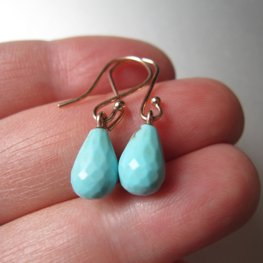 small turquoise drops solid 14k rose gold earrings5