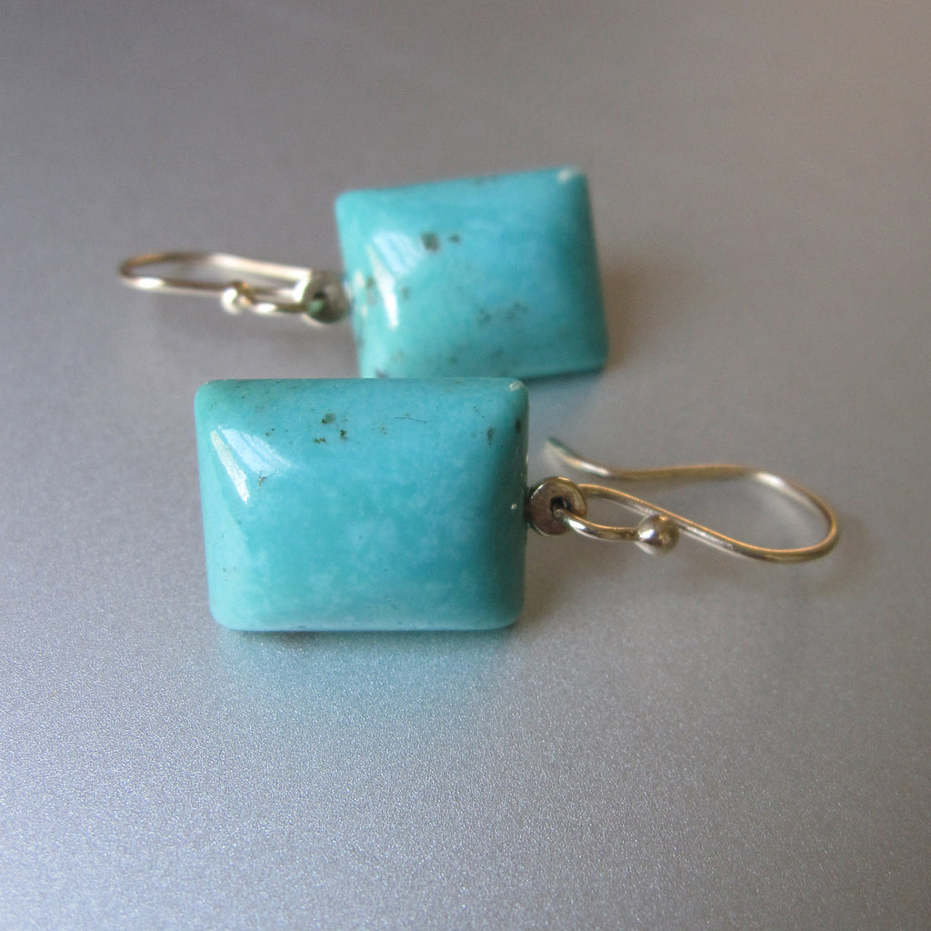 large turquoise cushion drop solid 14k gold earrings3