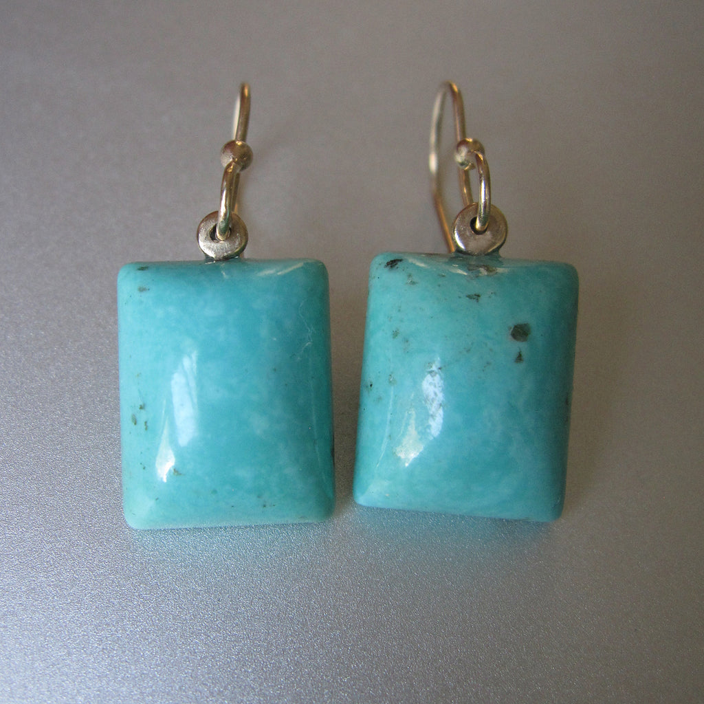 large turquoise cushion drop solid 14k gold earrings4
