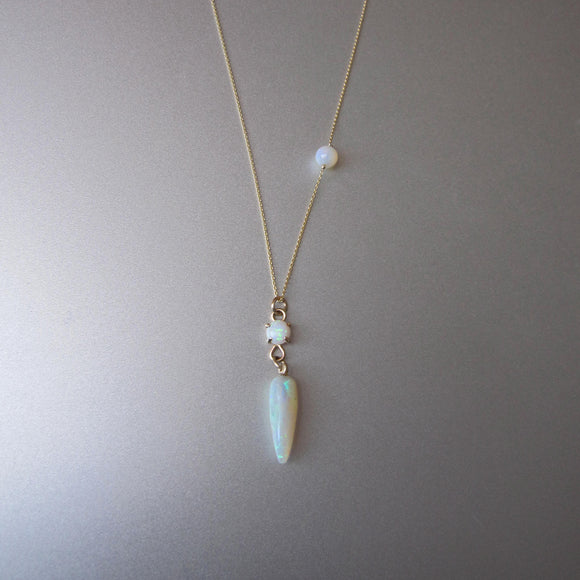 australian opal pointed drop solid 14k gold necklace