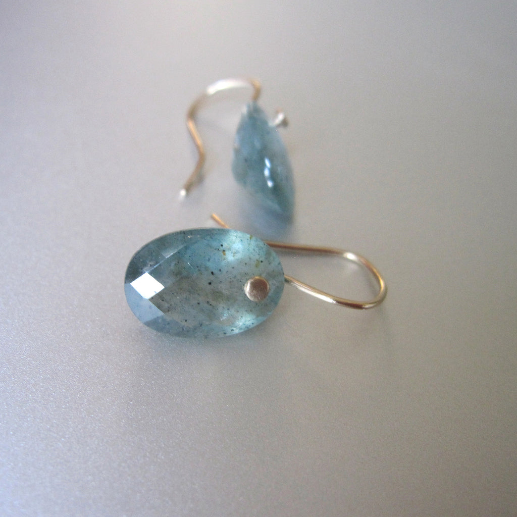 moss aquamarine small oval faceted drops solid 14k gold earrings