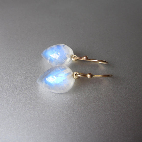 blue moonstone pointed drops solid 14k gold earrings