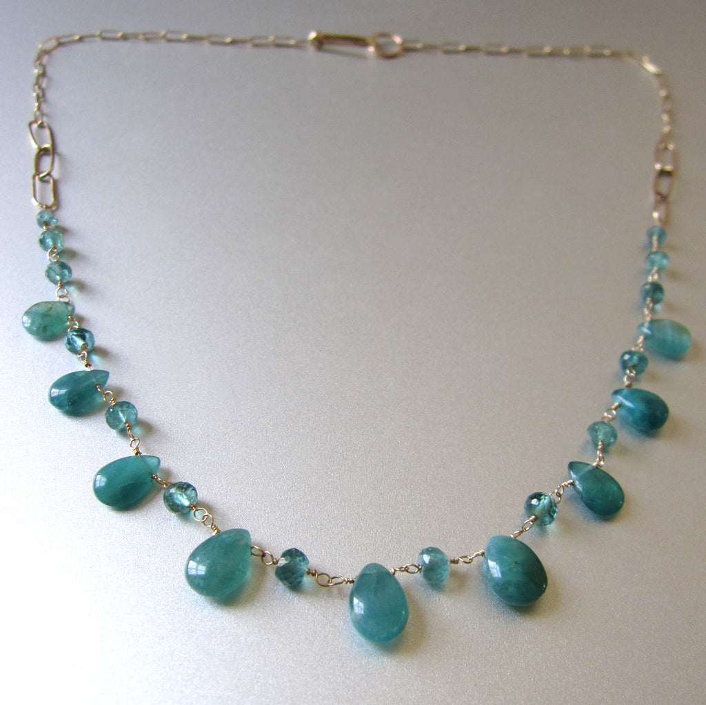 blue green grandidierite and tourmaline solid gold necklace3