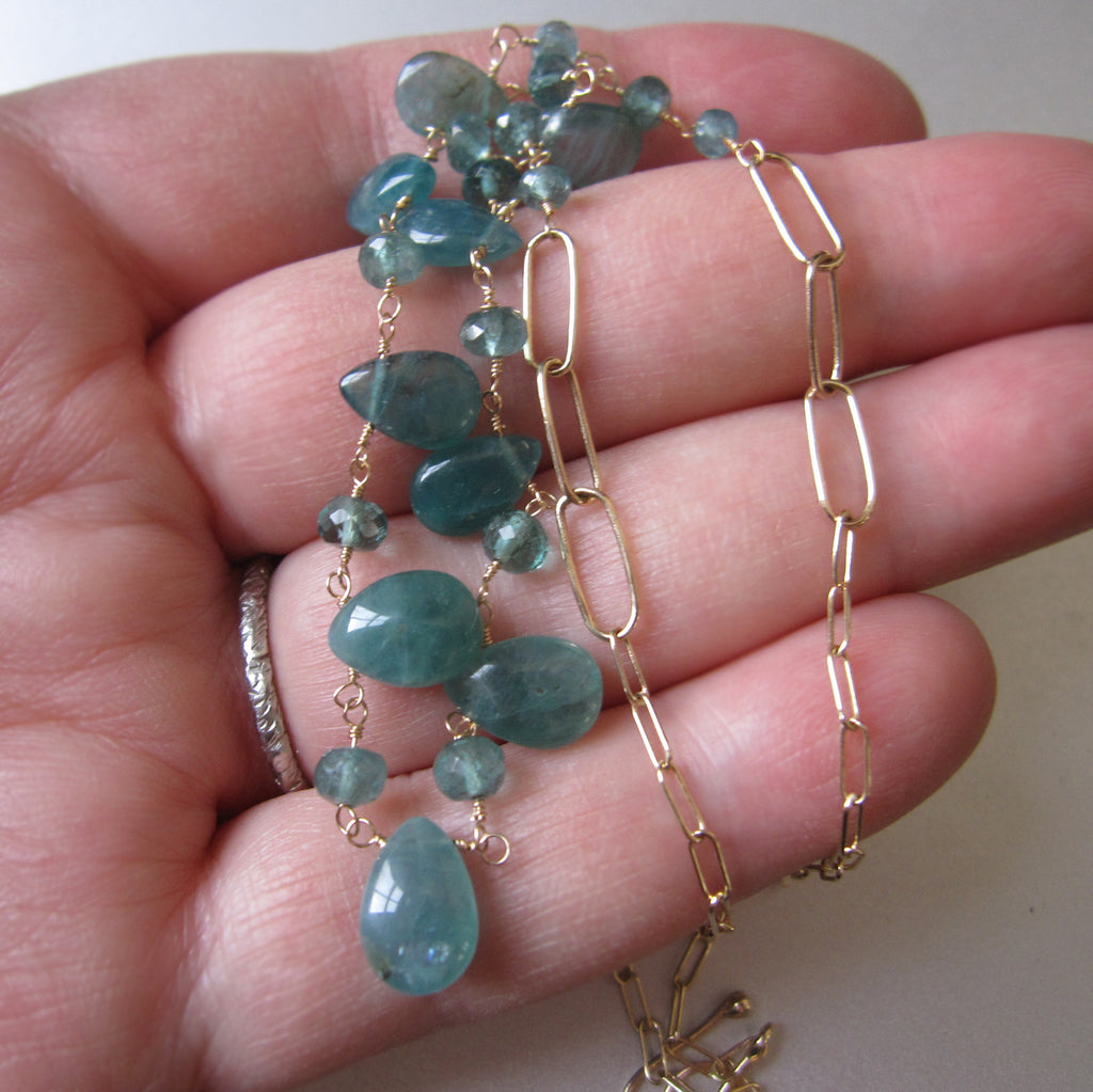 blue green grandidierite and tourmaline solid gold necklace8