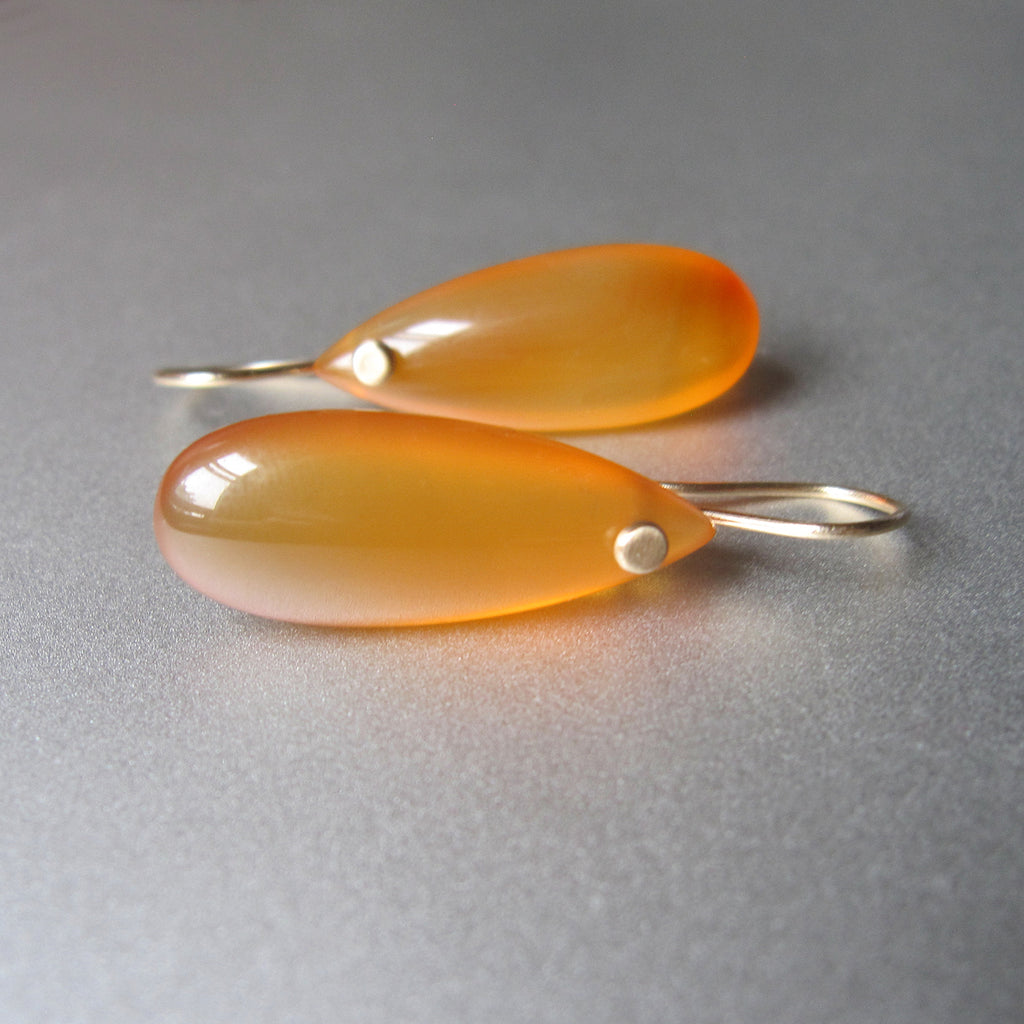 carnelian smooth drops solid 14k gold earrings2