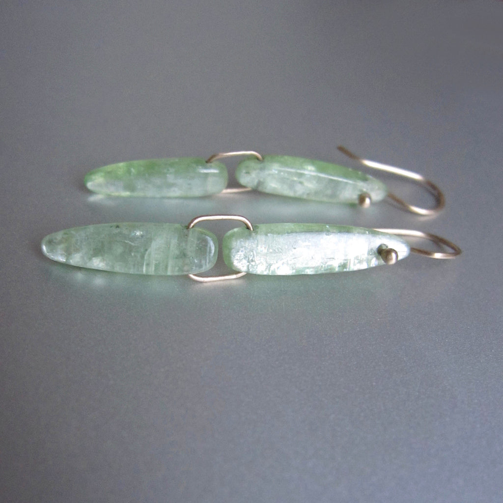 light green kyanite long double hinged drops solid 14k gold earrings2
