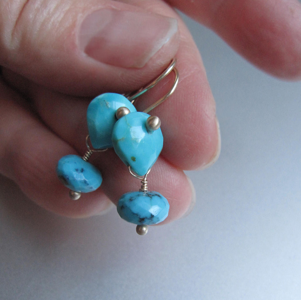 arizona turquoise double drop solid 14k gold earrings5