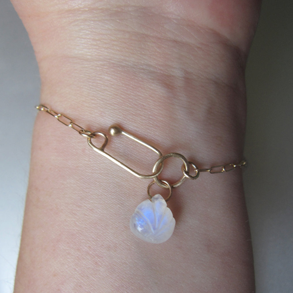 blue moonstone pebble paper clip chain solid 14k gold bracelet5