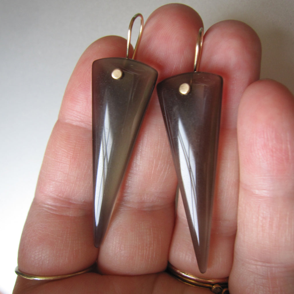 long obsidian spike drops solid 14k gold earrings7
