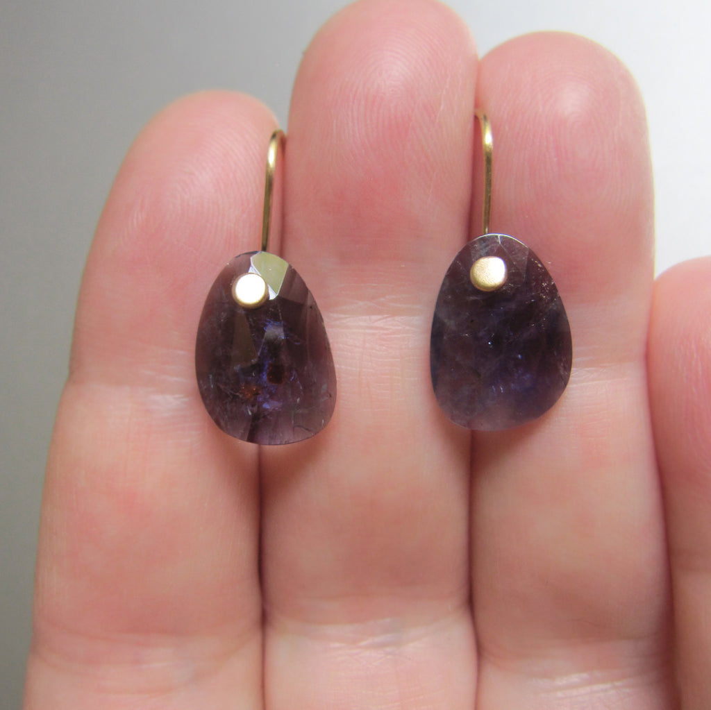 small iolite rose cut drops solid 14k gold earrings4