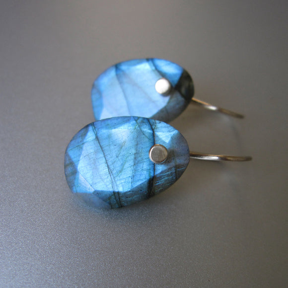 small station cut blue labradorite drops solid 14k gold earrings