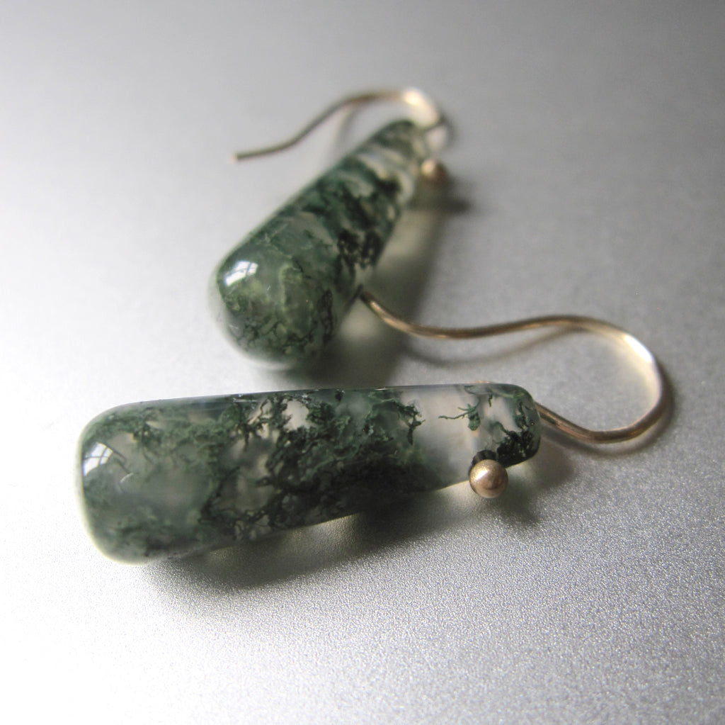 green moss agate tube drops solid 14k old earrings3