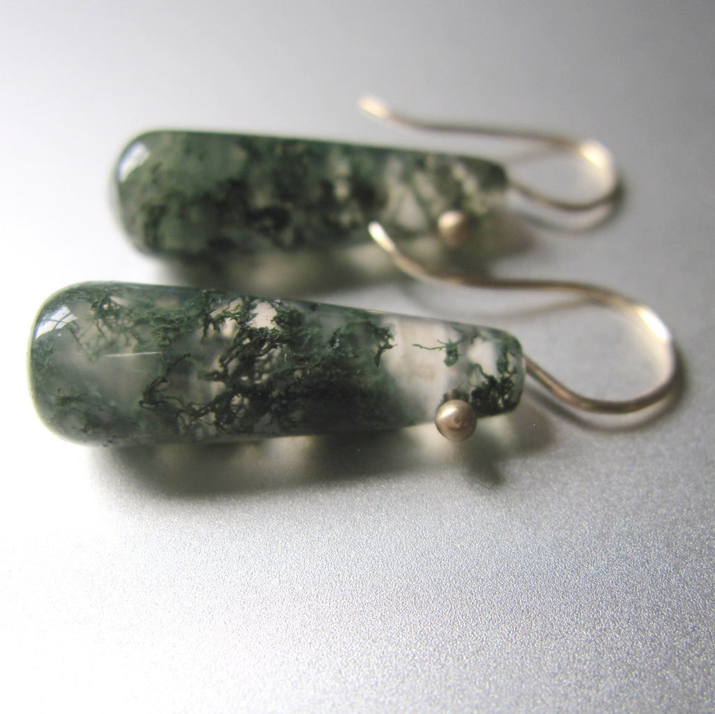 green moss agate tube drops solid 14k old earrings4