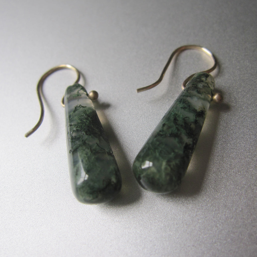 green moss agate tube drops solid 14k old earrings5