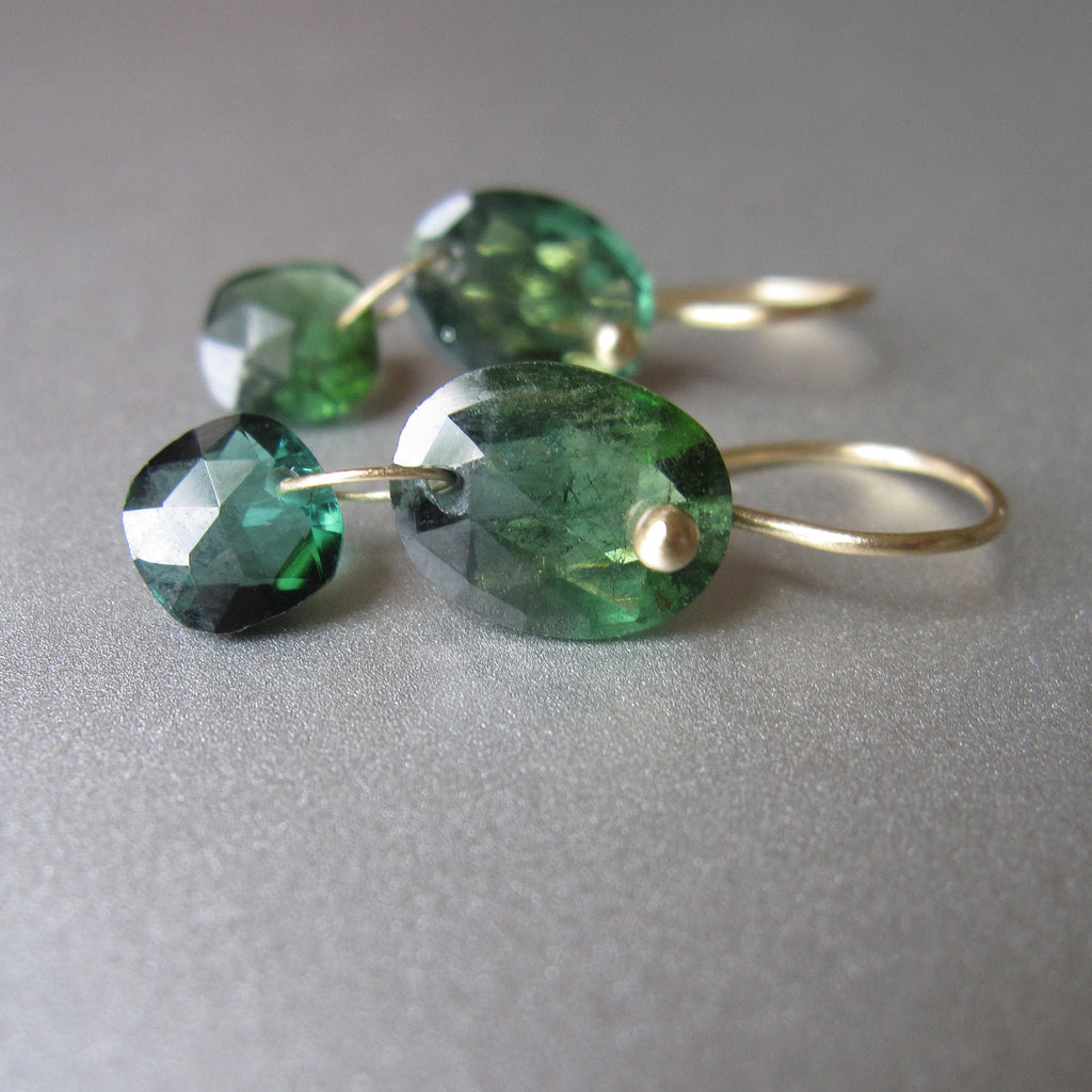 faceted green tourmaline double drops solid 18k gold earrings6