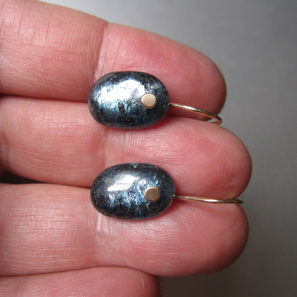 mossy teal kyanite oval drops solid 14k gold earrings6