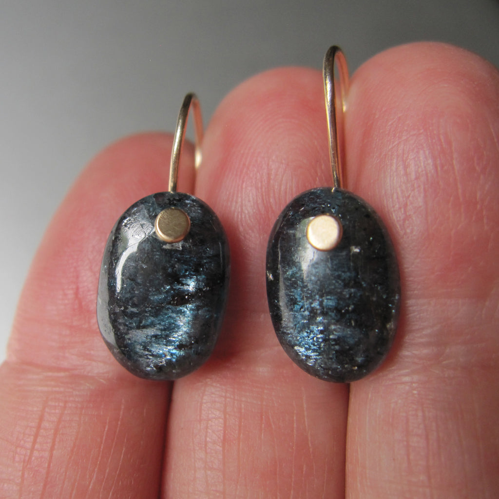 mossy teal kyanite oval drops solid 14k gold earrings7