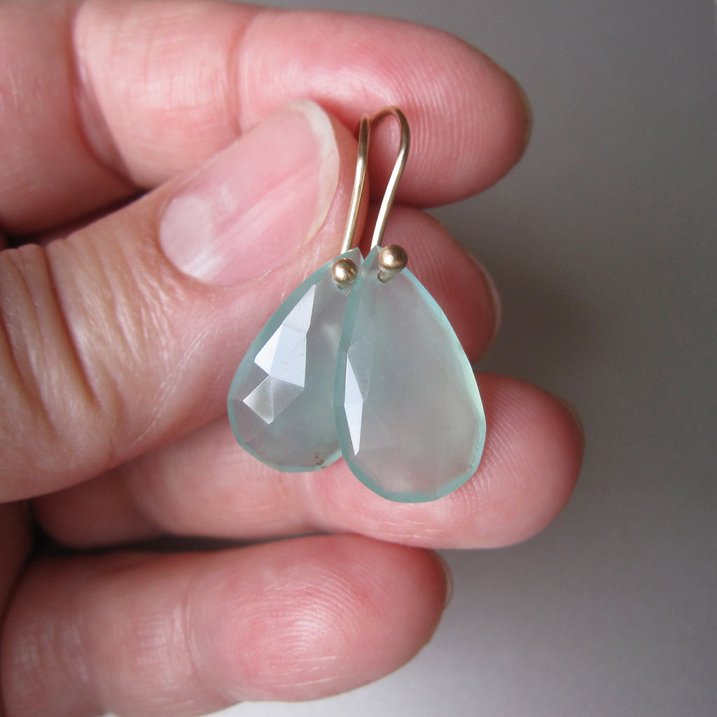 natural aqua chrysoprase faceted drops solid 14k gold earrings5