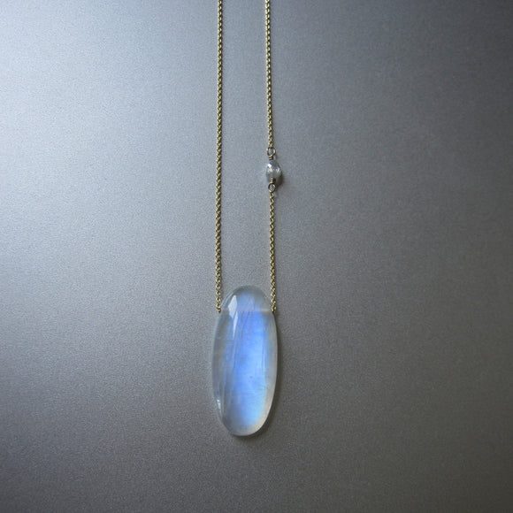 blue moonstone oval pendant daimond bead accent solid 14k gold necklace