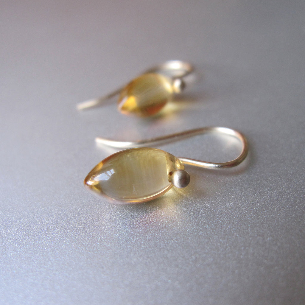 SMALL CITRINE POINTED DROPS SOLID 14K GOLD EARRINGS5