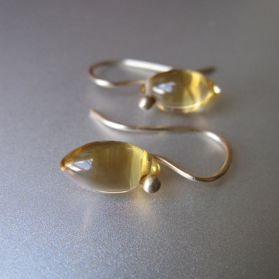 SMALL CITRINE POINTED DROPS SOLID 14K GOLD EARRINGS
