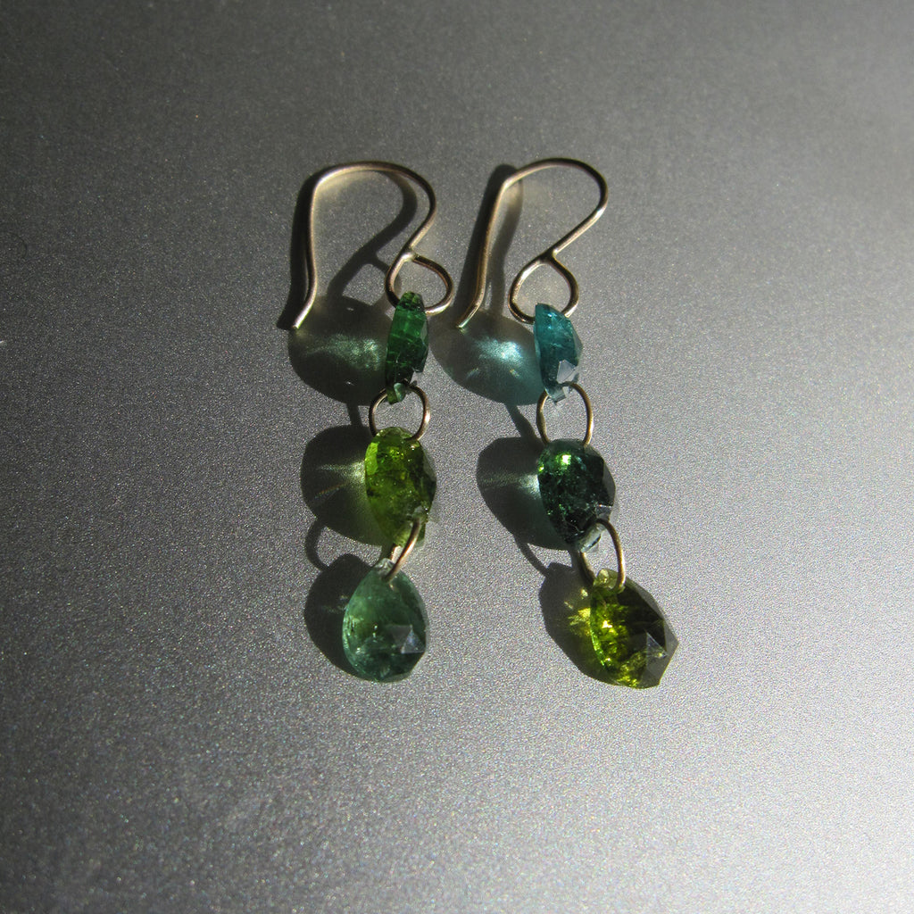 blue green tourmaline three drop solid 14k gold earrings3