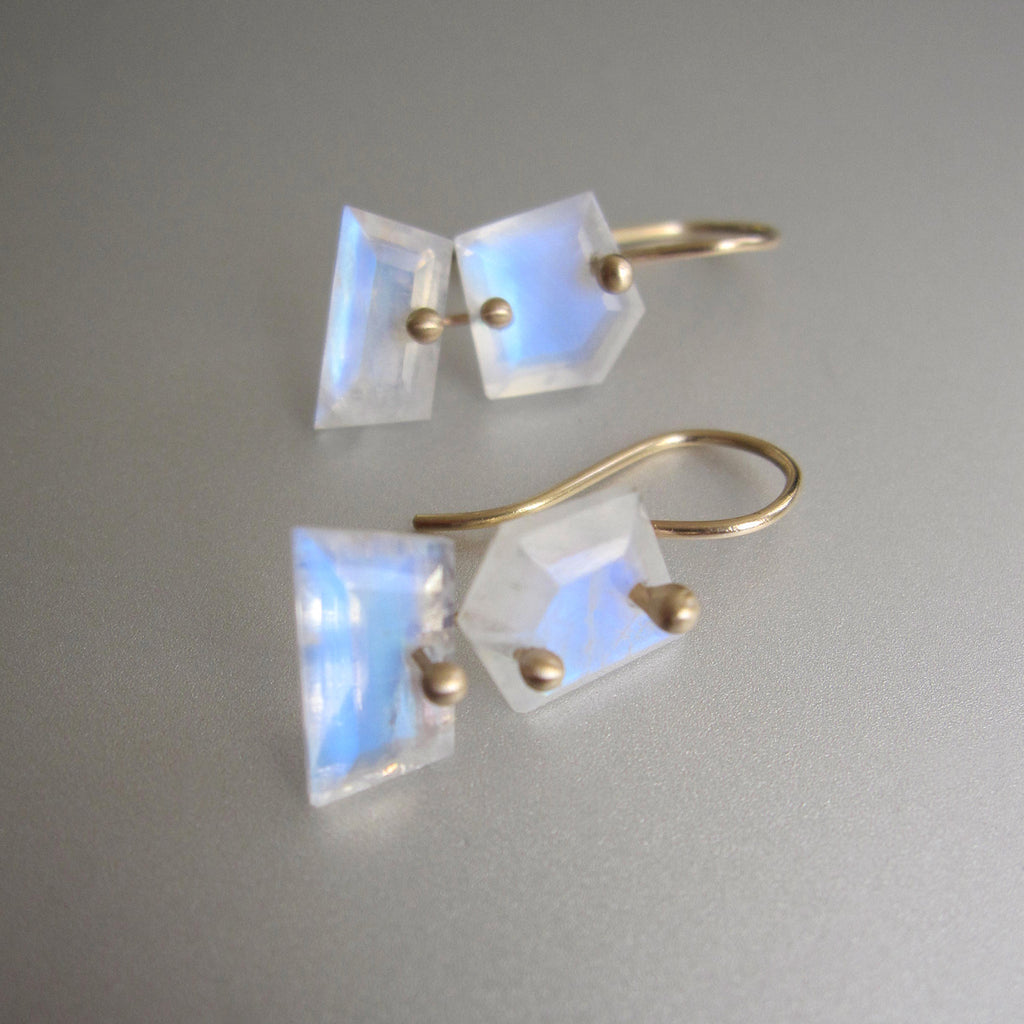 rainbow moonstone mismatched slice double drop solid 14k gold earrings4